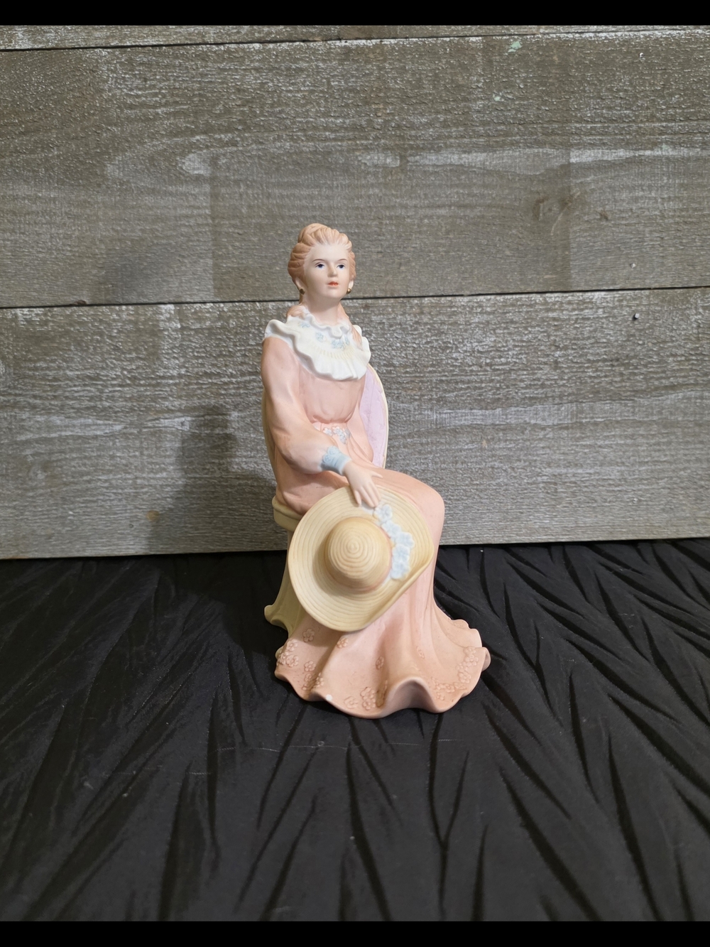 Homco Pink and Cream Seated Lady Figurine #1439